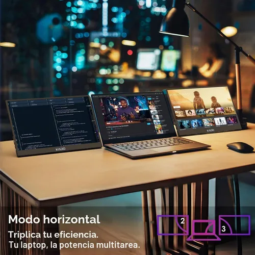 Vista 6 de Kado Paquete de 2 monitores ultrafinos para laptop de 15.6 pulgadas 1080p