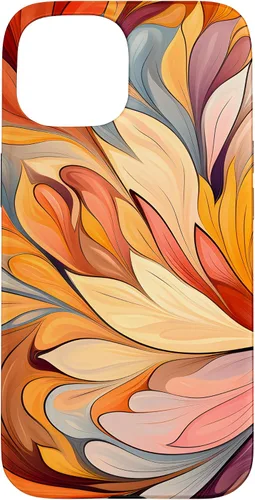 Vista 6 de iPhone 12 Pro Max Remolinos florales abstractos Funda de colores cálidos de otoño