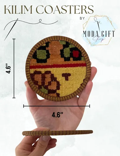 Vista 7 de Kilim - Juego de posavasos de tela, juego de posavasos bohemios, posavasos del medio oeste, juego de posavasos de tela, auténtico kilim turco