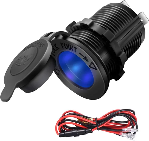 Vista 10 de ZHSMS - Enchufe para encendedor de cigarrillos, automóvil, motocicleta, ATV RV, enchufe para encendedor, toma de corriente, receptáculo de 12V Negro