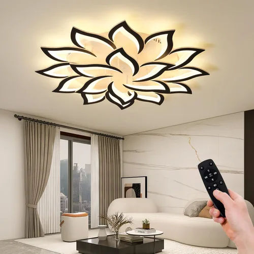 Vista 12 de JAYMP Lámpara de techo en forma de flor regulable moderna lámpara de techo con control remoto LED para dormitorio, sala de estar, comedor