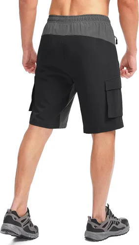 Vista 3 de Bikewa Pantalones cortos de ciclismo de montaña para hombre, con acolchado 3D, ajuste holgado, con bolsillos con cremallera