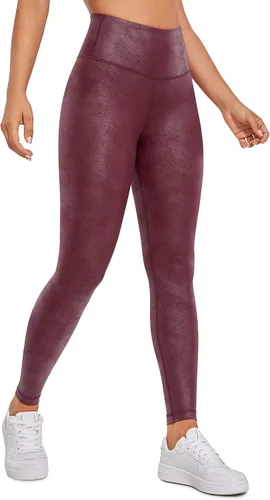 Vista 3 de CRZ YOGA - Leggings de piel sintética mate para mujer, de 25 a 28 pulgadas, pantalones de cuero elásticos de cintura alta, mallas de cuero