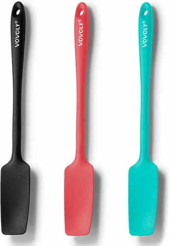 Vista 9 de Vovoly Espátula de silicona para frascos, cabeza pequeña con mango largo, espátulas de goma para tarros, licuadoras, botellas, etc. Alta resistencia