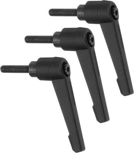 Vista 8 de uxcell 3 perillas ajustables M5 x 0.472 in, rosca macho, botón de trinquete, cierre rápido, perno giratorio para maquinaria de torno, color negro