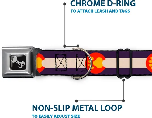 Vista 5 de Buckle-Down - Collar de perro con diseño de bandera de Colorado (13.0 – 18.0 in)