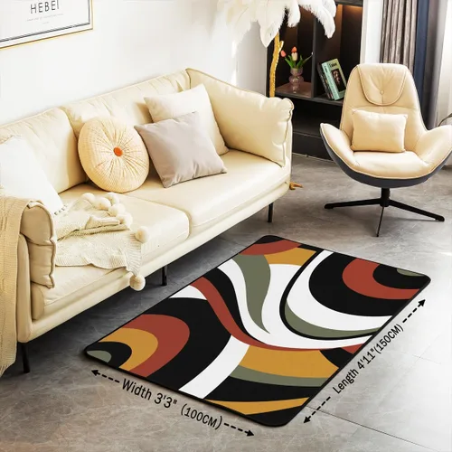 Vista 3 de Alfombra de área en espiral colorida de 3 x 5 pies, abstracta y moderna geométrica, decoración de remolinos, antideslizante, para hombres, mujeres