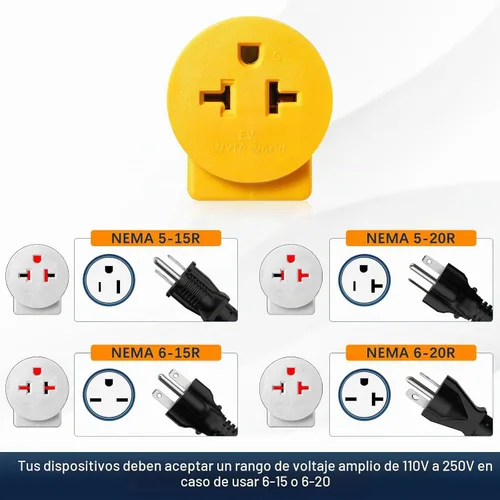Vista 5 de Adaptador de enchufe macho NEMA N6-30P de 30Amp a enchufe de secadora a adaptador de cargador EV de 6-20R, enchufe de secadora de 3 clavijas de 30A