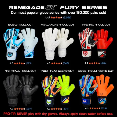 Vista 7 de Renegade GK Fury - Guantes de portero de alto rendimiento, protección antimicrobiana (tallas 6-11, 7 estilos, nivel 4), protectores de dedo Pro-Tek