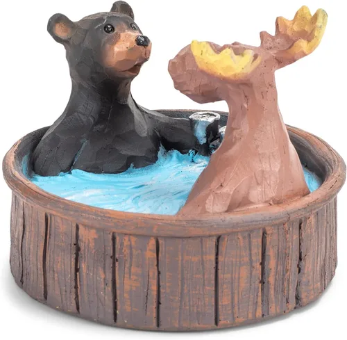 Vista 2 de Figura decorativa de fiesta de bañera de hidromasaje de oso y alce, 5 x 5 (8727)