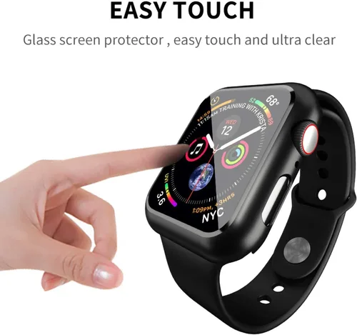 Vista 5 de Smiling - Funda compatible con Apple Watch Series 3 y Series 2 de 1.496 pulgadas con protector de pantalla de vidrio templado integrado - Funda