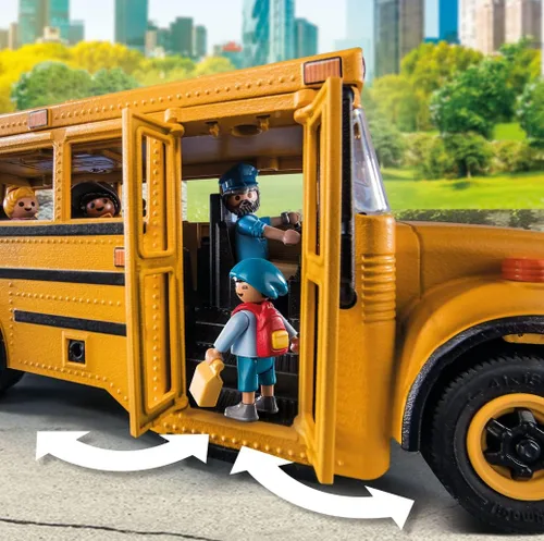 Vista 8 de Playmobil Autobús escolar con accesorios y 4 figuras