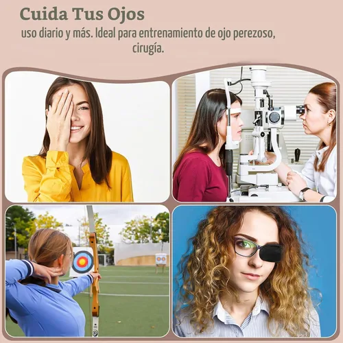 Vista 3 de 12 parches para los ojos, cómodos parches para el ojo izquierdo o derecho, para uso médico profesional, cobertura de un solo ojo, reutilizables