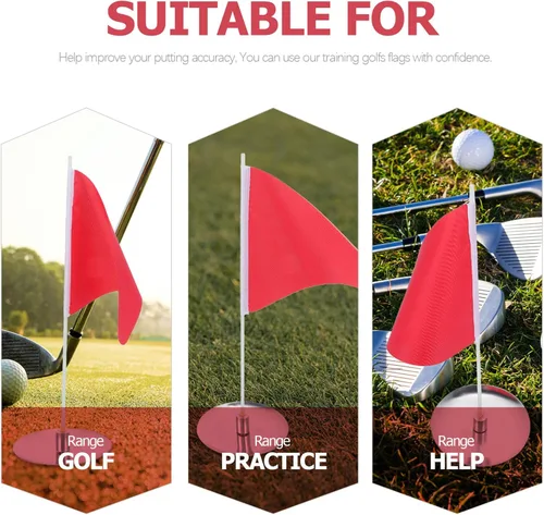 Vista 7 de BESPORTBLE Juego de banderas y tazas de palos de golf, mini taza de golf y banderas para poner golf de repuesto verde, copa de agujero para palo