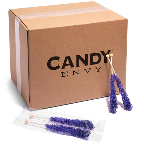 Vista 9 de Purple Rock Candy - Palitos de azúcar con sabor a uva, 12 caramelos morados envueltos individualmente