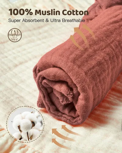 Vista 4 de Lictin Juego de 8 baberos de muselina para bebé - Baberos tipo bandana para babeo y dentición, de algodón unisex