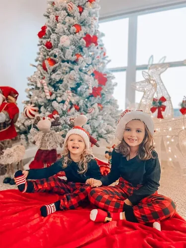 Vista 4 de Ekouaer Juego de pijamas de Navidad para familia a juego, para niños y niñas, para hombre y mujer, ropa de dormir de vacaciones PJ Sets, pijama