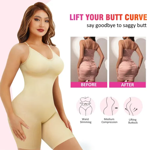Vista 6 de Eleady Faja moldeadora sin costuras para mujer, con control de abdomen, para entrenamiento de cintura, cuerpo completo, camiseta con cuello en V
