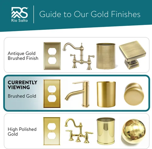Vista 8 de Rio Salto BRASS Signature Collection MIDSIZE - Placa de pared de metal dorado para interruptor de luz o cubierta de tomacorriente, placa de pared