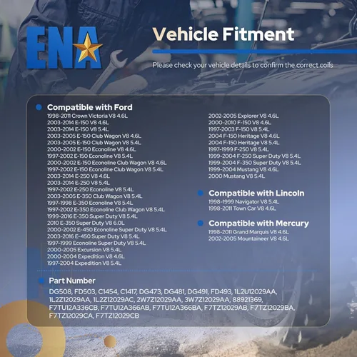Vista 7 de ENA Paquete de 8 bobinas de encendido amarillas compatibles con Lincoln, Mercury, Ford, Mustang, Crown Victoria, E150, E250, Expedition, Explorer