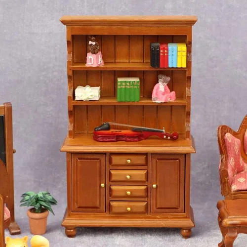 Vista 7 de AirAds - Casa de muñecas 1:12 en miniatura, muebles de madera (1 marrón oscuro)