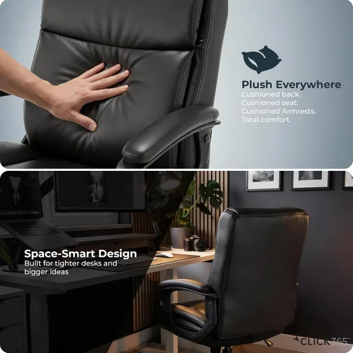 Vista 6 de Click365 Transform 2.0 Silla de oficina ergonómica, silla de escritorio con respaldo medio con brazos acolchados, soporte lumbar, altura ajustable