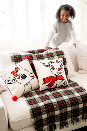 Vista 4 de DanDee Rudolph The Red-Nosed Reindeer Almohada decorativa coleccionable y oficial de 14 pulgadas Clarice, blanco