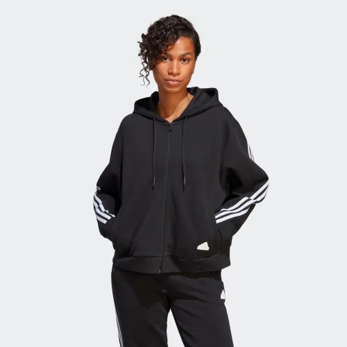 Vista 3 de adidas Sudadera con capucha Future Icon de tres rayas con cremallera completa para mujer