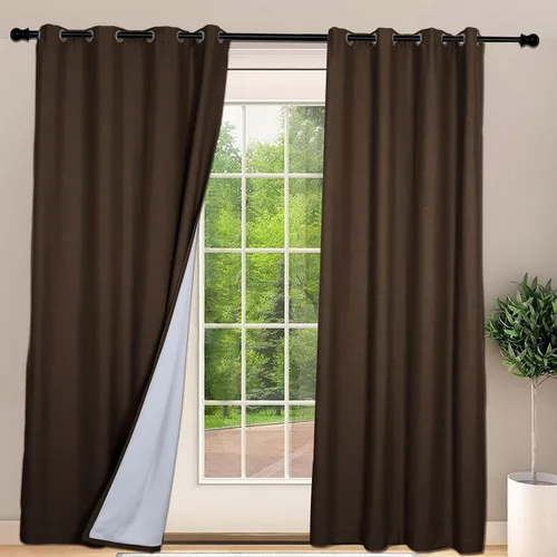 Vista 42 de Frelement Cortinas opacas extralargas de 108 pulgadas de largo, para sala de estar, cortinas de lino con bloqueo de luz, cortinas con aislamiento