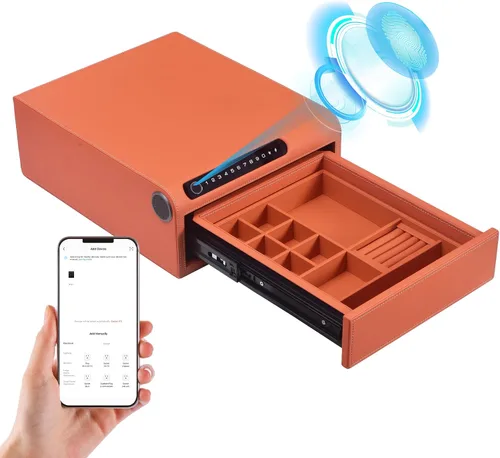 Vista 10 de Caja fuerte para joyas con cajones, biométrico de huellas dactilares, caja fuerte deslizante para pistolas, caja fuerte para almacenamiento de joyas