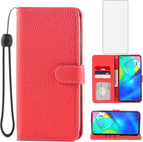 Vista 9 de Asuwish Funda de teléfono para Moto G Power 2020 con protector de pantalla de vidrio templado y funda de cartera, soporte para tarjetas, accesorios
