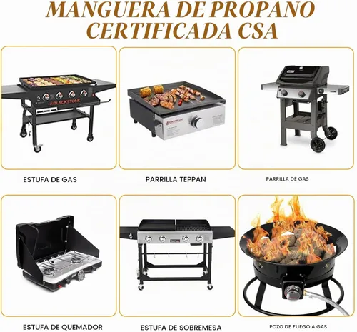Vista 8 de MEFUN Extensión de manguera de propano trenzada de alta presión de 6 pies con acoplamiento de conversión de 3/8 pulgadas a 1/2 pulgadas NPT hembra
