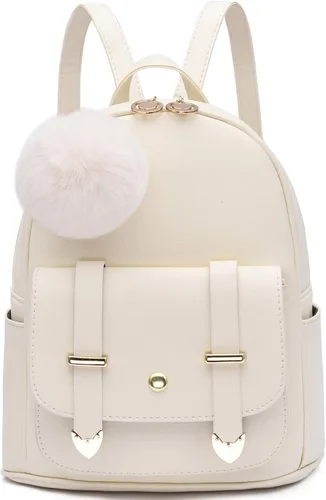 Vista 21 de I IHAYNER Mochila de moda para niñas, mini mochila para mujeres, adolescentes y niñas, monederos de piel sintética con pompón, bolsa de hombro