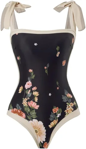 Vista 7 de THAVENFLY Trajes de baño de mujer con estampado de cuello cuadrado abstracto vacaciones de una pieza con cubierta