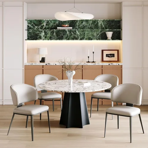 Vista 3 de Juego de 2 sillas de comedor modernas con respaldo alto, cómodas, sillas tapizadas a la moda para sala de cocina, silla de comedor sin brazos