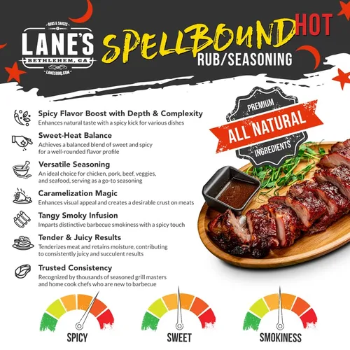 Vista 3 de Lane's Spellbound - Condimento para frotar cerdo dulce y picante, condimento natural para frotar los glúteos, frotar costillas para ahumar y asar a