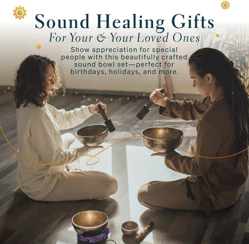 Vista 7 de Juego de 7 cuencos tibetanos, cuencos cantores hechos a mano para meditación y curación holística, accesorios de yoga, cuencos negros de 3 a 5