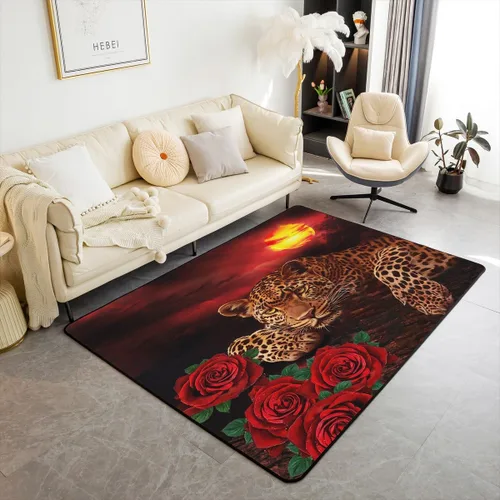 Vista 25 de jejeloiu Alfombra para sala de estar de animales de la selva para niños, 3 x 5, alfombra de área de tigre para niños, niñas, adolescentes