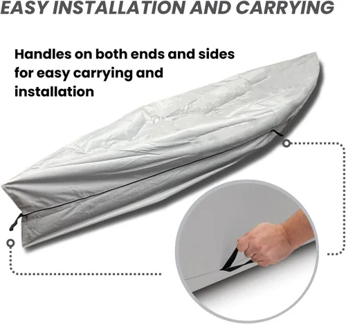 Vista 3 de EliteShield Cubierta para Canoa y Kayak; Resistente al Agua y a los Rayos UV 600D Poliéster Grado Marino Cubierta Completa para Almacenamiento