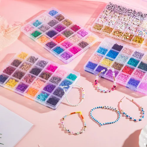 Vista 7 de Goldwise Kit de Pulsera de la Amistad 4 Cajas-13078 Piezas 72 Colores Kits para Hacer Pulseras con Arcilla, Cuentas de Semillas de Vidrio y Cuentas