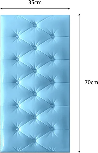 Vista 2 de Paneles de pared 3D para despegar y pegar, calcomanías de pared anticolisión impermeables para el hogar, tapete protector de pared suave para Azul