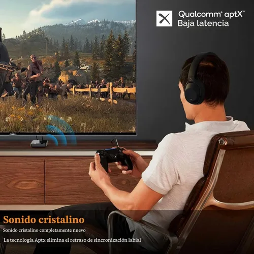Vista 5 de 1Mii Transmisor Bluetooth 5.3 para TV a 2 auriculares inalámbricos, adaptador Bluetooth de largo alcance de 100 pies para TV aptX Adaptive y control