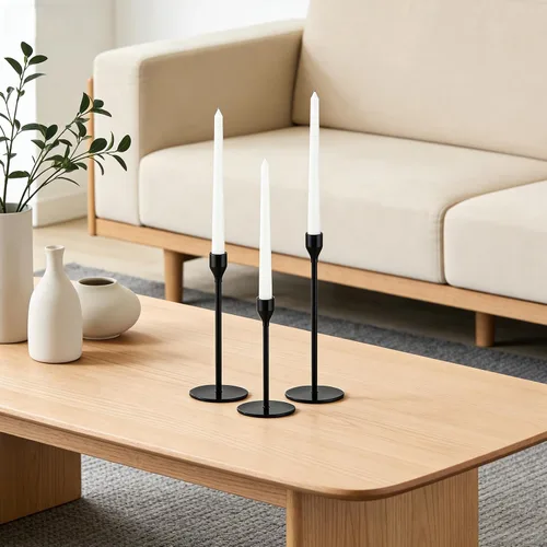 Vista 9 de Juego de 3 portavelas cónicos plateados para decoración de citas, festivales, bodas, fiestas, comedores o aniversarios, se ajustan a velas de pilar