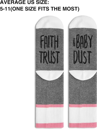 Vista 2 de Faith Trust Baby Dust calcetines de FIV para mujer talla 55-11 regalos de maternidad para embarazo regalos de FIV -A44 Gris