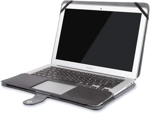 Vista 4 de Mosiso Funda para Laptop estilo libro de cuero sintético para MacBook Air de 13 pulgadas, Negro