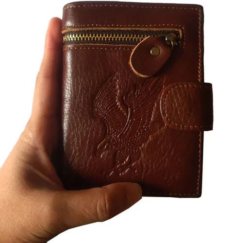 Vista 145 de Hombres Cool Eagle Wolf Caballo Totem Cuero Vaca Vertical Cartera Cremallera Multi-tarjeta Titular, Tótem de caballo, Minimalista
