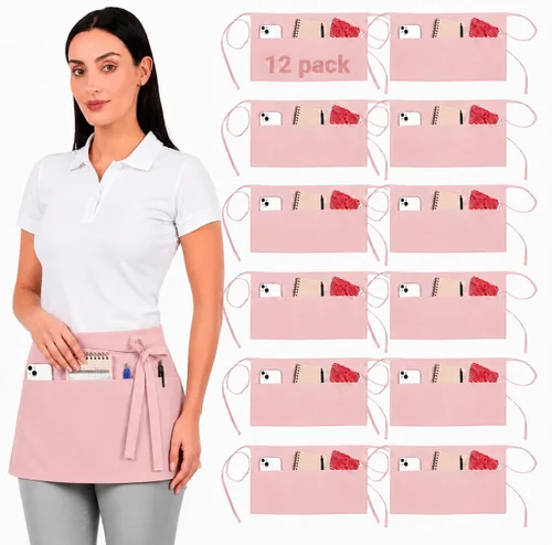 Vista 15 de Delantal de cocina de algodón resistente a las gotas de agua con delantales ajustables para mujer con bolsillos 8 opciones de color para cocinar