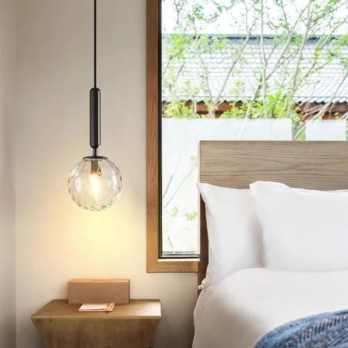 Vista 2 de Lámpara Colgante Negra Moderna Accesorio de Luz Colgante para Isla de Cocina de Mediados de Siglo con Lámpara Colgante de Globo Iluminación Colgante