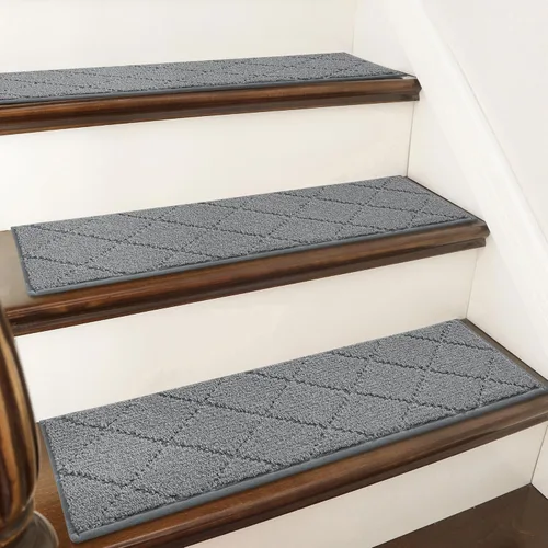 Vista 19 de COSY HOMEER - Alfombra antideslizante para escaleras, para interiores y escalones de madera, para niños y perros, 100 % poliéster, base de Beige