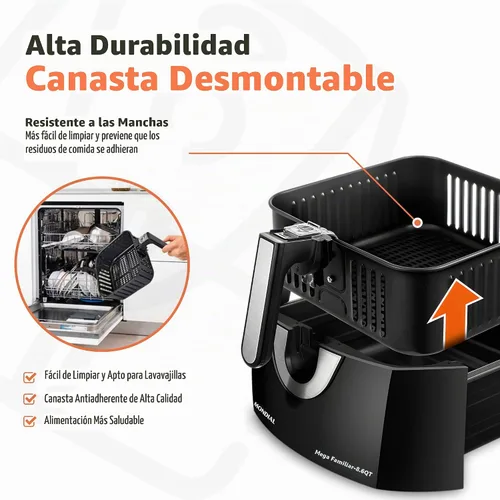 Vista 3 de Freidora de aire Mondial 8 en 1, freidora eléctrica extragrande de 8.6 litros (8.6 cuartos de galón) - 1800 W - Negro